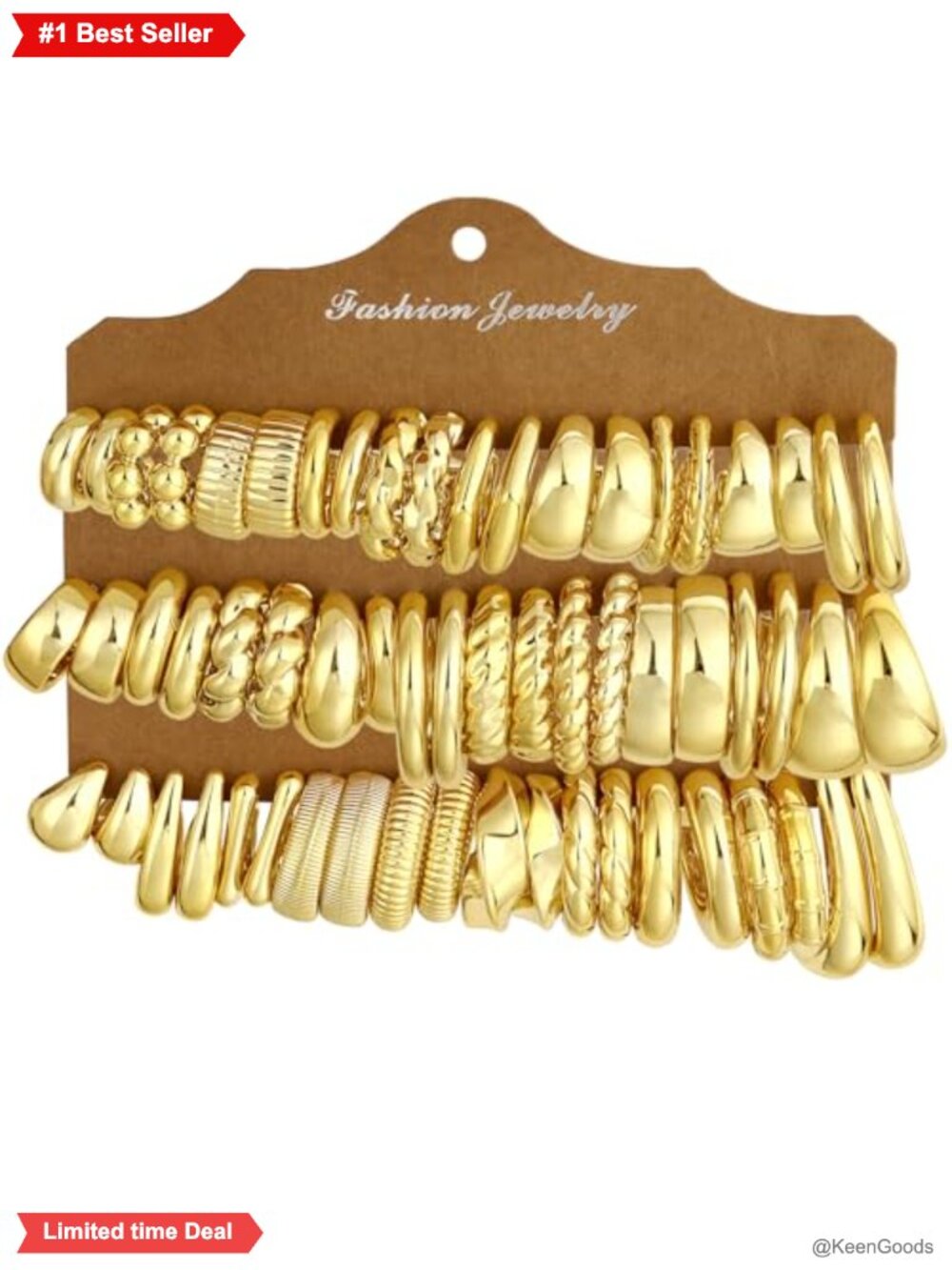30 Pairs Chunky Gold Tone Hoop Earrings Set Resin Multipack Gift